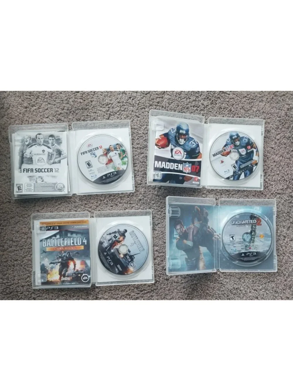 Playstation 3 Game Lot Madden 07 Battlefield 4 FIFA 12 Uncharted 2